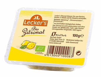 Lecker`s − Skórka cytrynowa kandyzowana BIO − 100 g